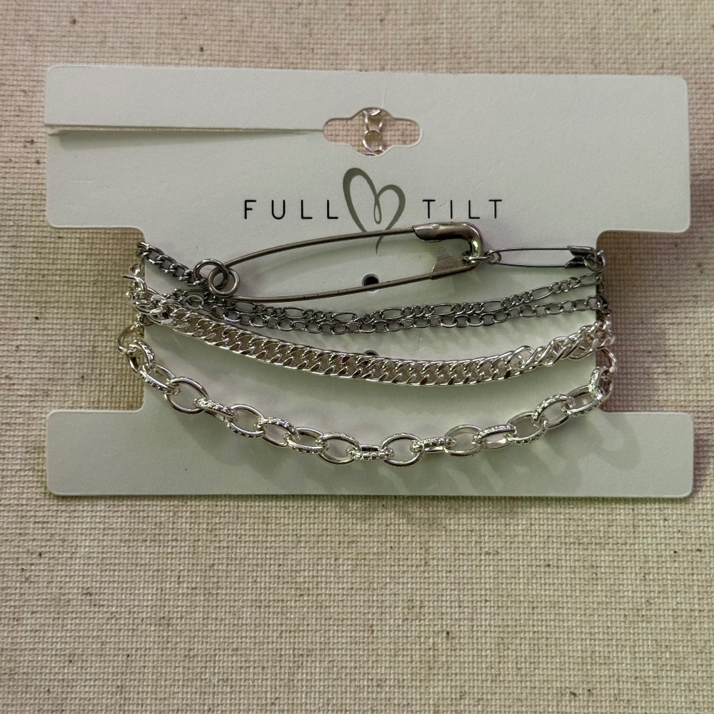 FULL TILT SILVER TONE 5 LAYER BRACELET